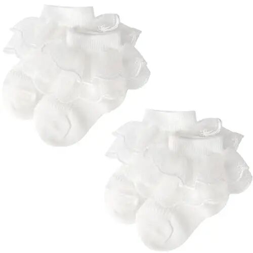 BQUBO Baby Girl Ruffle Socks Toddler Eyelet Lace Frilly Dress Ankle Socks | Soft Breathable 0-24 Months Newborn Infant Toddler Socks Daily Wear, Feature a Stay-put Ankle Rib Band Keep Socks on Feet - BQUBO