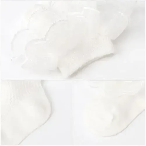 BQUBO Baby Girls Paypoqlar Eyelet Ruffle Dantelli Paypoq Chaqaloq Paypoqlari Yangi tug'ilgan chaqaloqlar/Go'daklar/Bolalar uchun Frilly Yozgi Yupqa Ko'ylak Paypoq - 5