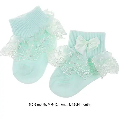 BQUBO Baby Girls Paypoqlar Eyelet Ruffle Dantelli Paypoq Chaqaloq Paypoqlari Yangi Tug'ilgan/Go'daklar/Kichkintoylar/Bolalar Bezakli Yozgi Yupqa Ko'ylak Paypoq - 5