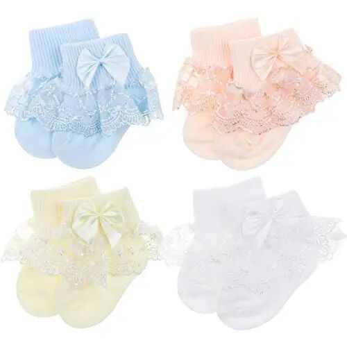 BQUBO Baby Girls Paypoqlar Ko'zoynakli Ruletli Dantelli Paypoqlar Chaqaloq Paypoqlari Yangi Tug'ilgan/Go'dak/Kichkintoylar/Bolalar Bezakli Yozgi Yupqa Ko'ylak Paypoq - BQUBO