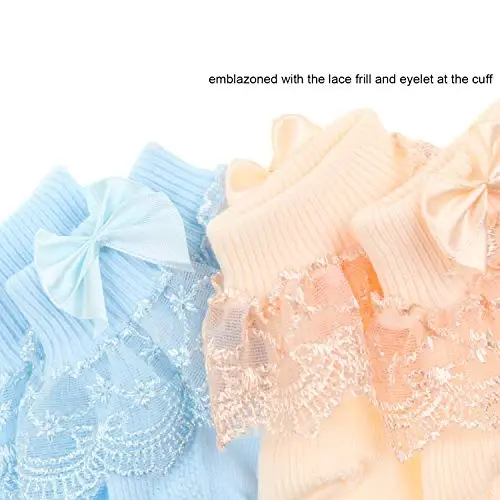 BQUBO Baby Girls Socks Eyelet Ruffle Lace Sock Baby Socks Newborn/Infant/Toddlers/Kids Frilly Summer Thin Dress Sock - 3