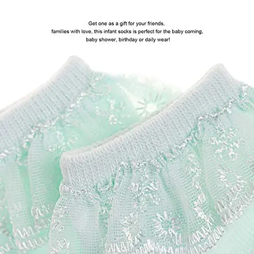 BQUBO Baby Girls Socks Eyelet Ruffle Lace Sock Baby Socks Newborn/Infant/Toddlers/Kids Frilly Summer Thin Dress Sock - 4