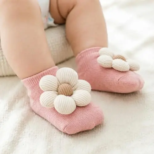 BQUBO Baby Girls Socks Eyelet Ruffle Lace Sock Baby Socks Newborn/Infant/Toddlers/Kids Frilly Summer Thin Dress Sock - 2