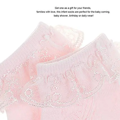 BQUBO Baby Girls Socks Eyelet Ruffle Lace Sock Baby Socks Newborn/Infant/Toddlers/Kids Frilly Summer Thin Dress Sock - 5