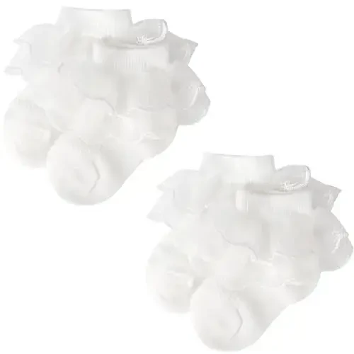 BQUBO Baby Girls Socks Eyelet Ruffle Lace Sock Baby Socks Newborn/Infant/Toddlers/Kids Frilly Summer Thin Dress Sock - 1