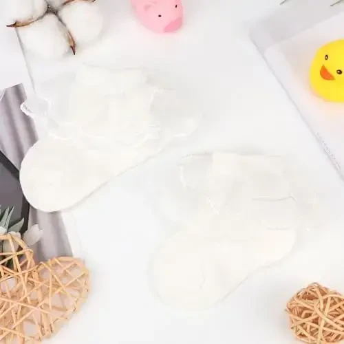 BQUBO Baby Girls Socks Eyelet Ruffle Lace Sock Baby Socks Newborn/Infant/Toddlers/Kids Frilly Summer Thin Dress Sock - 7