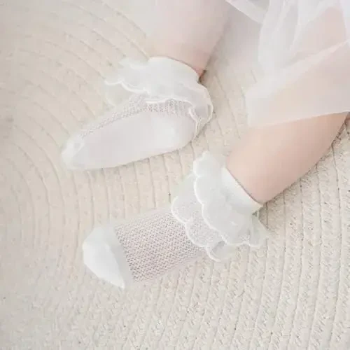 BQUBO Baby Girls Socks Eyelet Ruffle Lace Sock Baby Socks Newborn/Infant/Toddlers/Kids Frilly Summer Thin Dress Sock - MODAZONE (1)