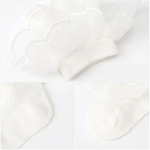 BQUBO Baby Girls Socks Eyelet Ruffle Lace Sock Baby Socks Newborn/Infant/Toddlers/Kids Frilly Summer Thin Dress Sock - 5