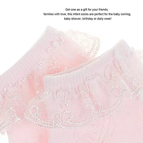BQUBO Baby Girls Socks Eyelet Ruffle Lace Sock Baby Socks Newborn/Infant/Toddlers/Kids Frilly Summer Thin Dress Sock - 5