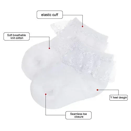 BQUBO Chaqaloq Qizlar Paypoqlari Eyelet Ruffle Dantelli Paypoq Chaqaloq Paypoqlari Yangi Tug'ilgan / Go'daklar / Yigitlar / Bolalar Frilly Yozgi Yupqa Ko'ylak Paypoq - 3