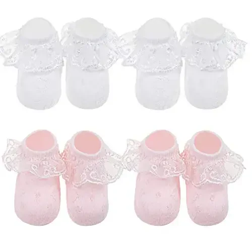 BQUBO Chaqaloq Qizlar Paypoqlari Eyelet Ruffle Dantelli Paypoq Chaqaloq Paypoqlari Yangi Tug'ilgan / Go'daklar / Yigitlar / Bolalar Frilly Yozgi Yupqa Ko'ylak Paypoq - 7