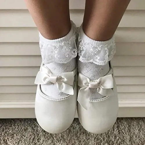 BQUBO Chaqaloq Qizlar Paypoqlari Eyelet Ruffle Dantelli Paypoq Chaqaloq Paypoqlari Yangi Tug'ilgan/Go'dak/Kichkintoylar/Bolalar Frilly Yozgi Yupqa Ko'ylak Paypoq - 7
