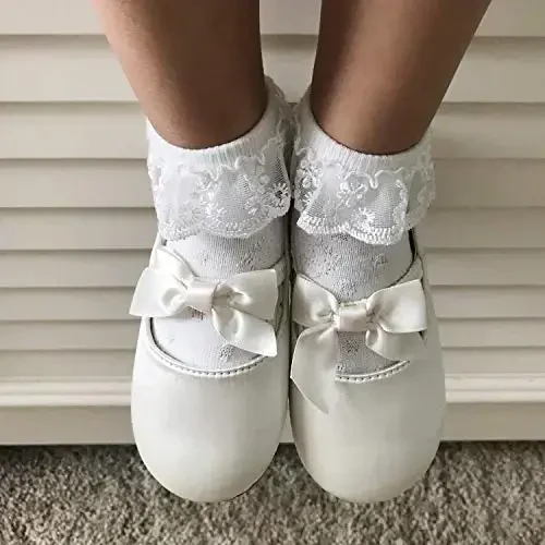 BQUBO Chaqaloq Qizlar Paypoqlari Eyelet Ruffle Dantelli Paypoq Chaqaloq Paypoqlari Yangi Tug'ilgan/Go'dak/Kichkintoylar/Bolalar Frilly Yozgi Yupqa Ko'ylak Paypoq - 7