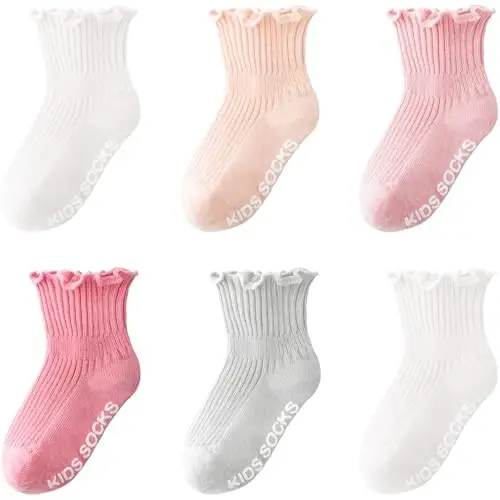 BQUBO Baby Girls Socks Eyelet Ruffle Lace Sock Newborn/Infant/Toddlers/Kids Frilly Dress Sock for Baby Girl - 1