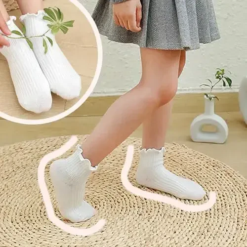 BQUBO Baby Girls Socks Eyelet Ruffle Lace Sock Newborn/Infant/Toddlers/Kids Frilly Dress Sock for Baby Girl - 3