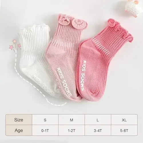 BQUBO Baby Girls Socks Eyelet Ruffle Lace Sock Newborn/Infant/Toddlers/Kids Frilly Dress Sock for Baby Girl - 5