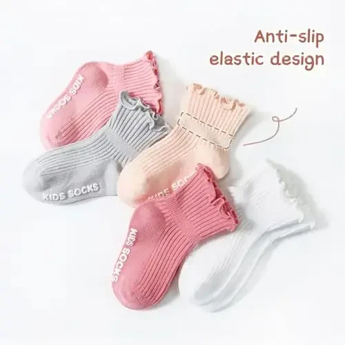 BQUBO Baby Girls Socks Eyelet Ruffle Lace Sock Newborn/Infant/Toddlers/Kids Frilly Dress Sock for Baby Girl - 7