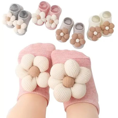 BQUBO Baby Girls Socks Eyelet Ruffle Lace Sock Baby Socks Newborn/Infant/Toddlers/Kids Frilly Summer Thin Dress Sock - 1