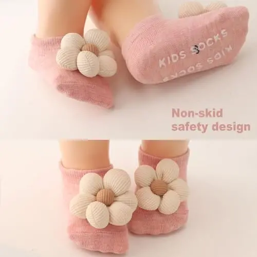 BQUBO Baby Girls Socks Eyelet Ruffle Lace Sock Baby Socks Newborn/Infant/Toddlers/Kids Frilly Summer Thin Dress Sock - 3