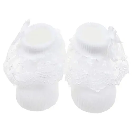 BQUBO Baby Girls Socks Eyelet Ruffle Lace Sock Newborn/Infant/Toddlers/Kids Frilly Dress Sock for Baby Girl - 7