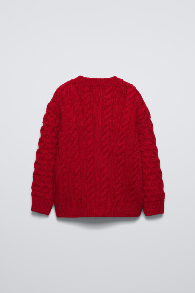 BRAIDED CARDIGAN - Red - 2