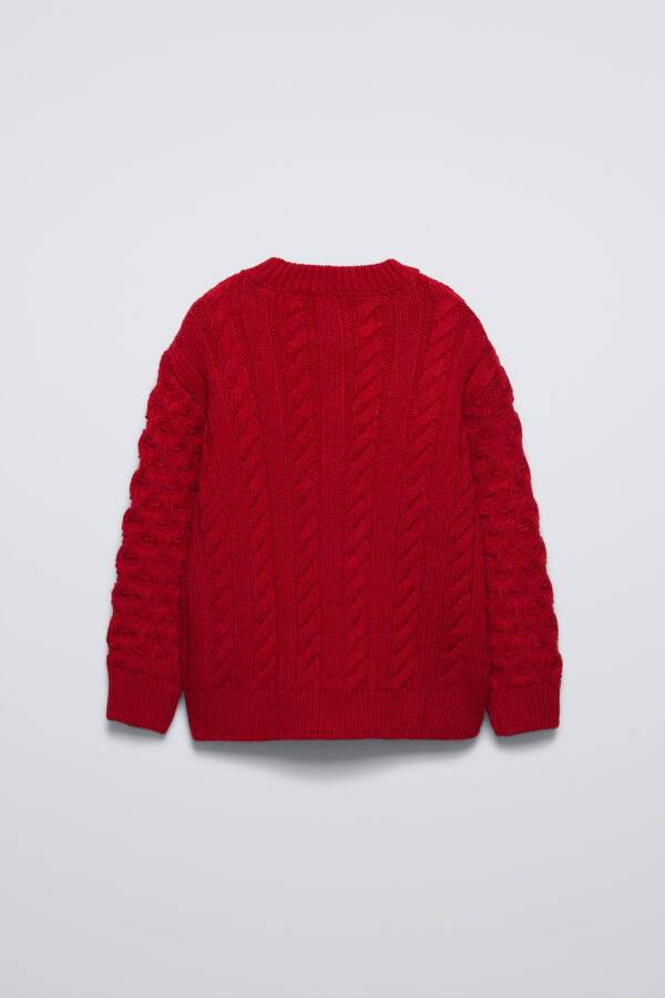 BRAIDED CARDIGAN - Red - 2