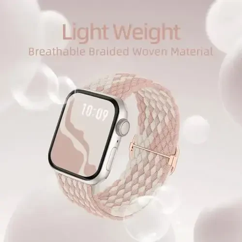 Braided Stretchy Solo Loop Compatible for Apple Watch Band 38mm 40mm 41mm 42mm 44mm 45mm 46mm 49mm for Women Men, Nylon Elastic Straps Wristbands for iWatch Series 10 9 8 7 6 5 4 3 11 Ultra/SE 3 2 1 - 5
