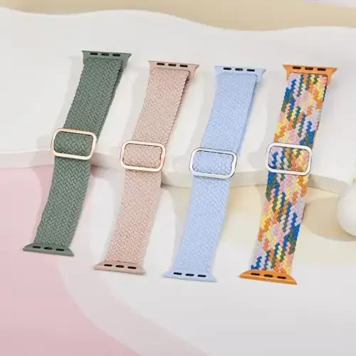 Braided Stretchy Solo Loop Compatible for Apple Watch Band 38mm 40mm 41mm 42mm 44mm 45mm 46mm 49mm for Women Men, Nylon Elastic Straps Wristbands for iWatch Series 10 9 8 7 6 5 4 3 11 Ultra/SE 3 2 1 - 7