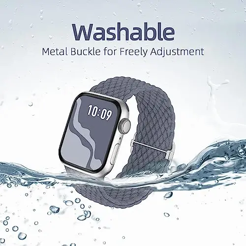 Braided Stretchy Solo Loop Compatible for Apple Watch Band 38mm 40mm 41mm 42mm 44mm 45mm 46mm 49mm for Women Men, Nylon Elastic Straps Wristbands for iWatch Series 10 9 8 7 6 SE 5 4 3 2 Ultra Ultra 2 - BRAIDED (1)