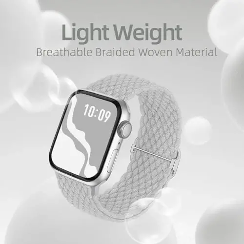 Braided Stretchy Solo Loop Compatible for Apple Watch Band 38mm 40mm 41mm 42mm 44mm 45mm 46mm 49mm for Women Men, Nylon Elastic Straps Wristbands for iWatch Series 11/10 9 8 7 6 5 4 3 SE/Ultra 3 2 1 - 3