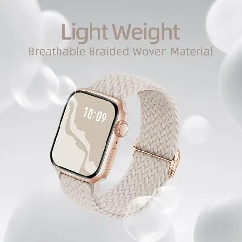Braided Stretchy Solo Loop Compatible for Apple Watch Band 38mm 40mm 41mm 42mm 44mm 45mm 46mm 49mm for Women Men, Nylon Elastic Straps Wristbands for iWatch Series 11/10 9 8 7 6 5 4 3 SE/Ultra 3 2 1 - 1