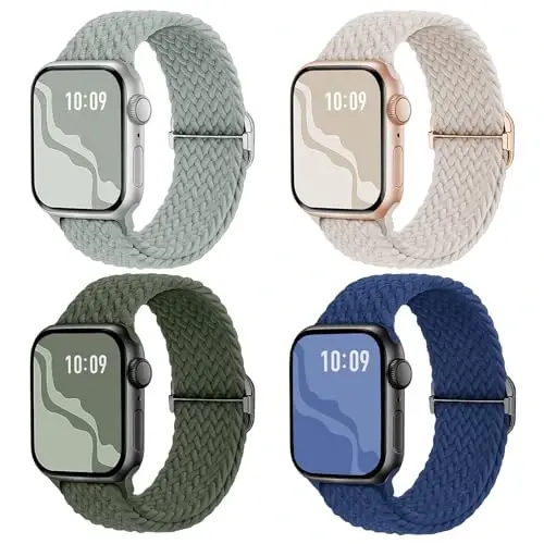 Braided Stretchy Solo Loop Compatible for Apple Watch Band 38mm 40mm 41mm 42mm 44mm 45mm 46mm 49mm for Women Men, Nylon Elastic Straps Wristbands for iWatch Series 11/10 9 8 7 6 5 4 3 SE/Ultra 3 2 1 - BRAIDED (1)