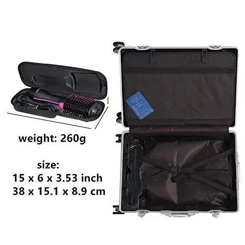 Brappo Hard Portable Travel Case compatibility Revlon One-Step Volumizer Original 1.0 Soch quritgich va issiq havo cho'tkasi bilan mos keladi. (Faqat g'ilof) (Qora) - 7