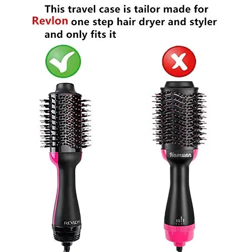 Brappo Hard Portable Travel Case compatibility Revlon One-Step Volumizer Original 1.0 Hair Dryer and Hot Air Brush.(Case Only) (Black) - 3