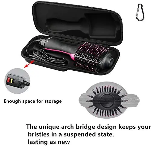 Brappo Hard Portable Travel Case compatibility Revlon One-Step Volumizer Original 1.0 Hair Dryer and Hot Air Brush.(Case Only) (Black) - 6
