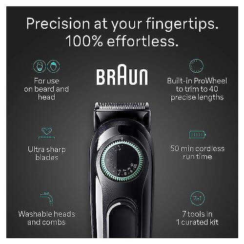 Braun All-in-One Style Kit Series 3 3470, 7-in-1 Trimmer for Men with Beard Trimmer, Ear & Nose Trimmer, Hair Clippers & More, Ultra-Sharp Blade, 40 Length Settings, Washable - 3