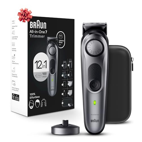 Braun All-in-One Style Kit Series 7 7440, Holiday Gifts for Men, Shaving Kit with 12-in-1 Trimmer for Beard, Body, Manscaping, Hair Clippers & More - 1