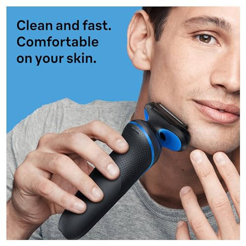 Braun Electric Shaver for Men, Series 5 5150cs, Wet & Dry Shave, Turbo Shaving Mode, Foil Shaver, with Beard Trimmer, Body Groomer and Charging Stand, Blue - 11