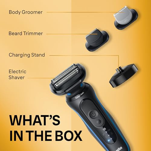 Braun Electric Shaver for Men, Series 5 5150cs, Wet & Dry Shave, Turbo Shaving Mode, Foil Shaver, with Beard Trimmer, Body Groomer and Charging Stand, Blue - 2