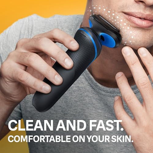 Braun Electric Shaver for Men, Series 5 5150cs, Wet & Dry Shave, Turbo Shaving Mode, Foil Shaver, with Beard Trimmer, Body Groomer and Charging Stand, Blue - 4