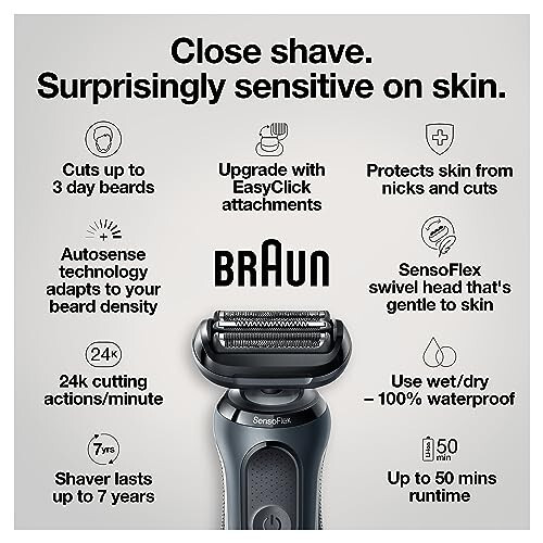 Braun Series 6 6046cs Electric Razor for Men, Wet & Dry, Electric Razor, Rechargeable, Cordless Foil Shaver with Charging Stand, Travel Case and Precision Trimmer, Black - 3