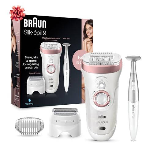 Braun Silk-épil 9 9-890, Facial Hair Removal for Women, Hair Removal Device, Bikini Trimmer, Womens Shaver Wet & Dry, Cordless and 7 Extras - 7