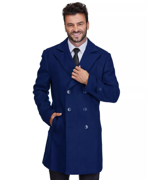 Brave man Men's Double Breasted Pea Coat Wool Blend Dress Pea coat Charcoal - 11