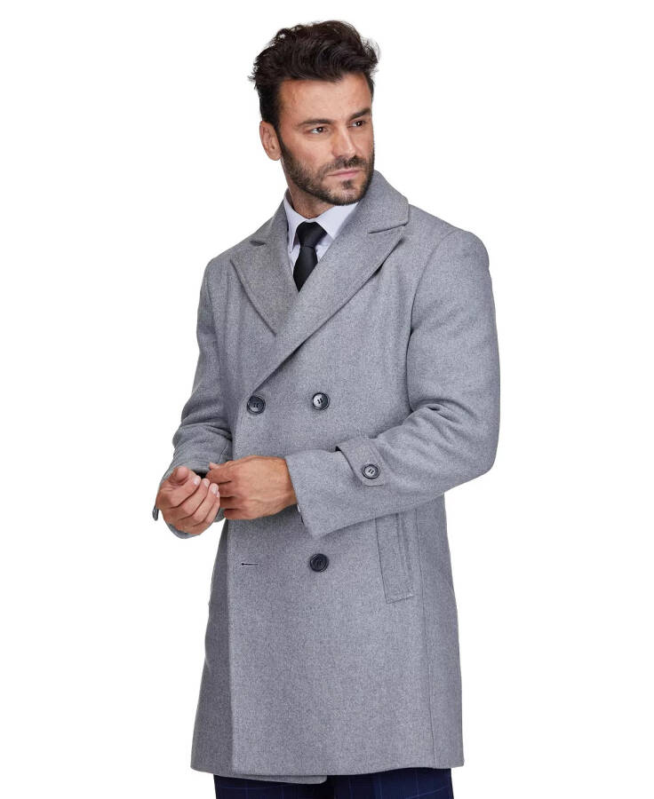 Brave man Men's Double Breasted Pea Coat Wool Blend Dress Pea coat Charcoal - 12