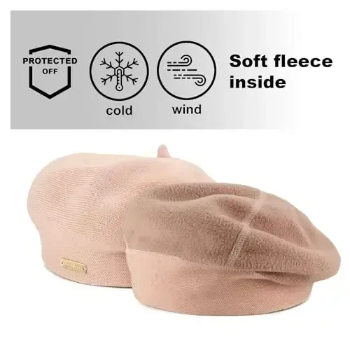 niceacsrise Beret - Warm Lined Wool Angora Knit Berets - French Paris Hat for Women - 2