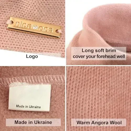 niceacsrise Beret - Warm Lined Wool Angora Knit Berets - French Paris Hat for Women - 5