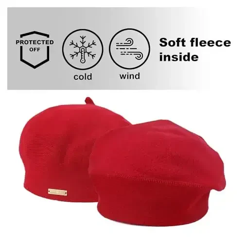 Braxton Beret - Warm Lined Wool Angora Knit Berets - French Paris Hat for Women - Modazone (1)