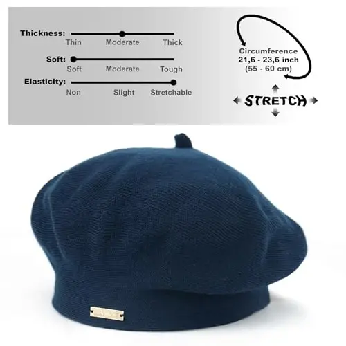 Braxton Beret - Ayollar uchun iliq astarlı jun angora trikotaj beretlari - Fransuz Parij shlyapasi - 5