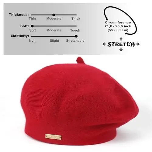 Braxton Beret - Ayollar uchun issiq astarli jun angora to'qilgan beretlar - Fransuz Parij shlyapasi - 5