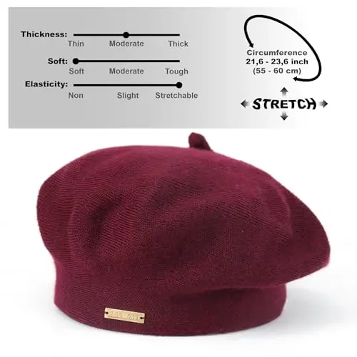 Braxton Beret - Issiq astarli jun angora trikotaj beretlari - Ayollar uchun fransuzcha Parij shlyapasi - 5